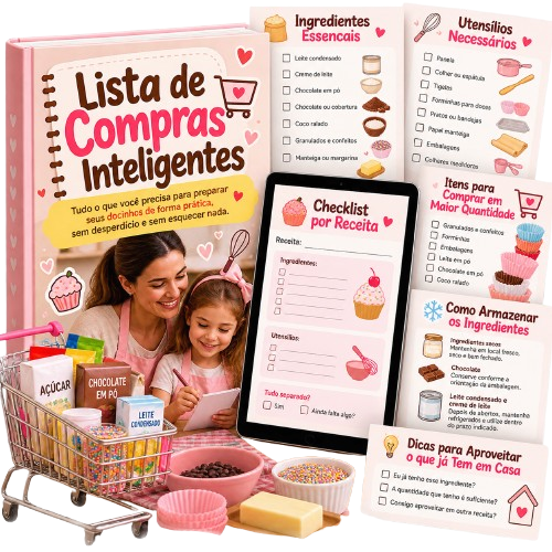 Lista de compras inteligente com ingredientes e utensílios
